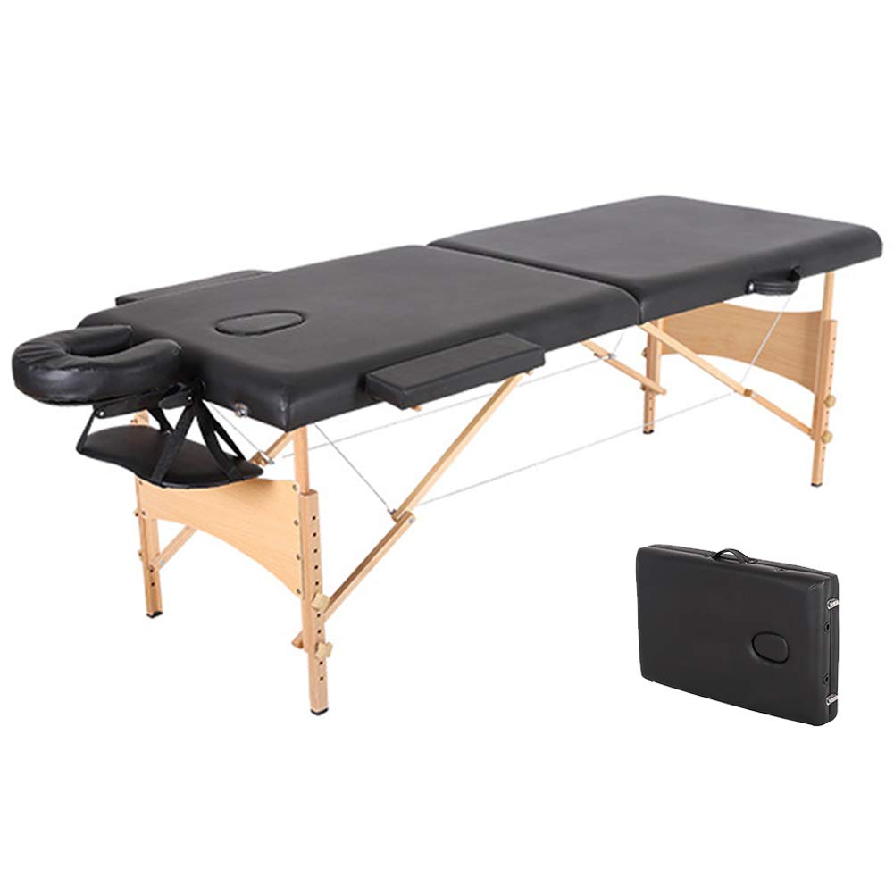 2 Fold Massage Bed for Salon & Spa - Professional PU Fabric Beauty Table with Wooden Feet for Acupuncture, Physiotherapy & Body Care - Durable & Portable for Home or Clinic Use
