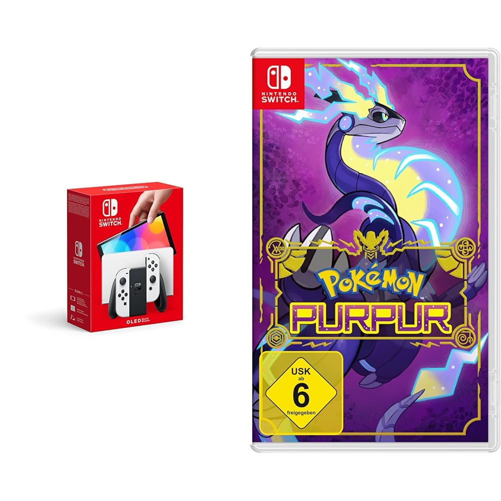 Nintendo Switch OLED Model White Console with Pokémon Violet Bundle - Portable Gaming System for Travel, Home Entertainment & Multiplayer Fun