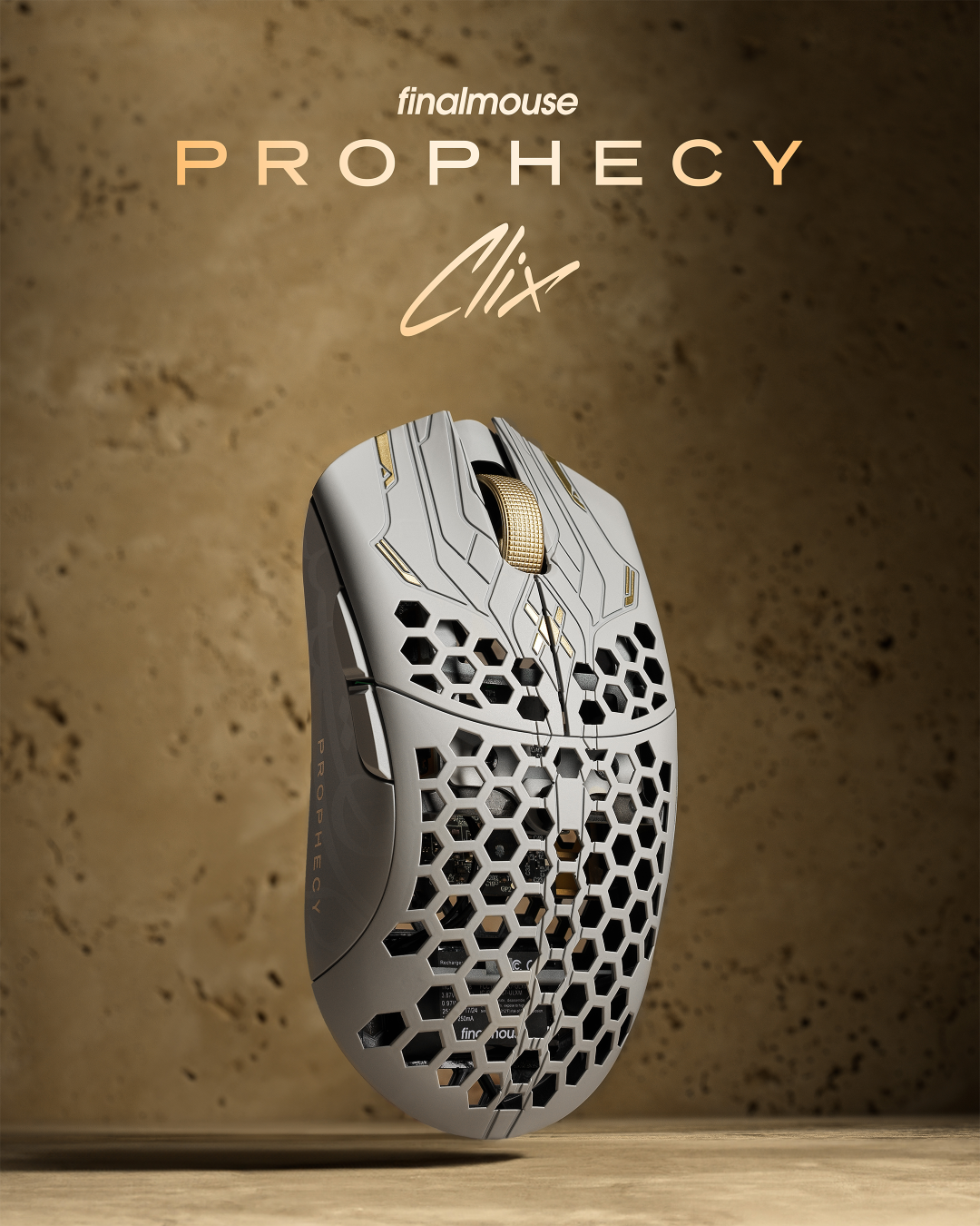 Finalmouse ULX Prophecy Wireless Gaming Mouse - Ultra Lightweight 55g, Honeycomb Shell, 4000Hz Polling Rate - Perfect for FPS, MOBA & Esports Gaming (Medium Size)