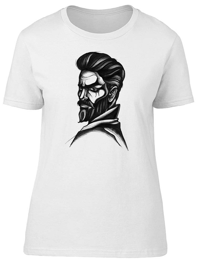 Bearded Man Hand Drawn Graphic T-Shirt for Women - Casual Streetwear & Unique Gift Idea for Art Lovers