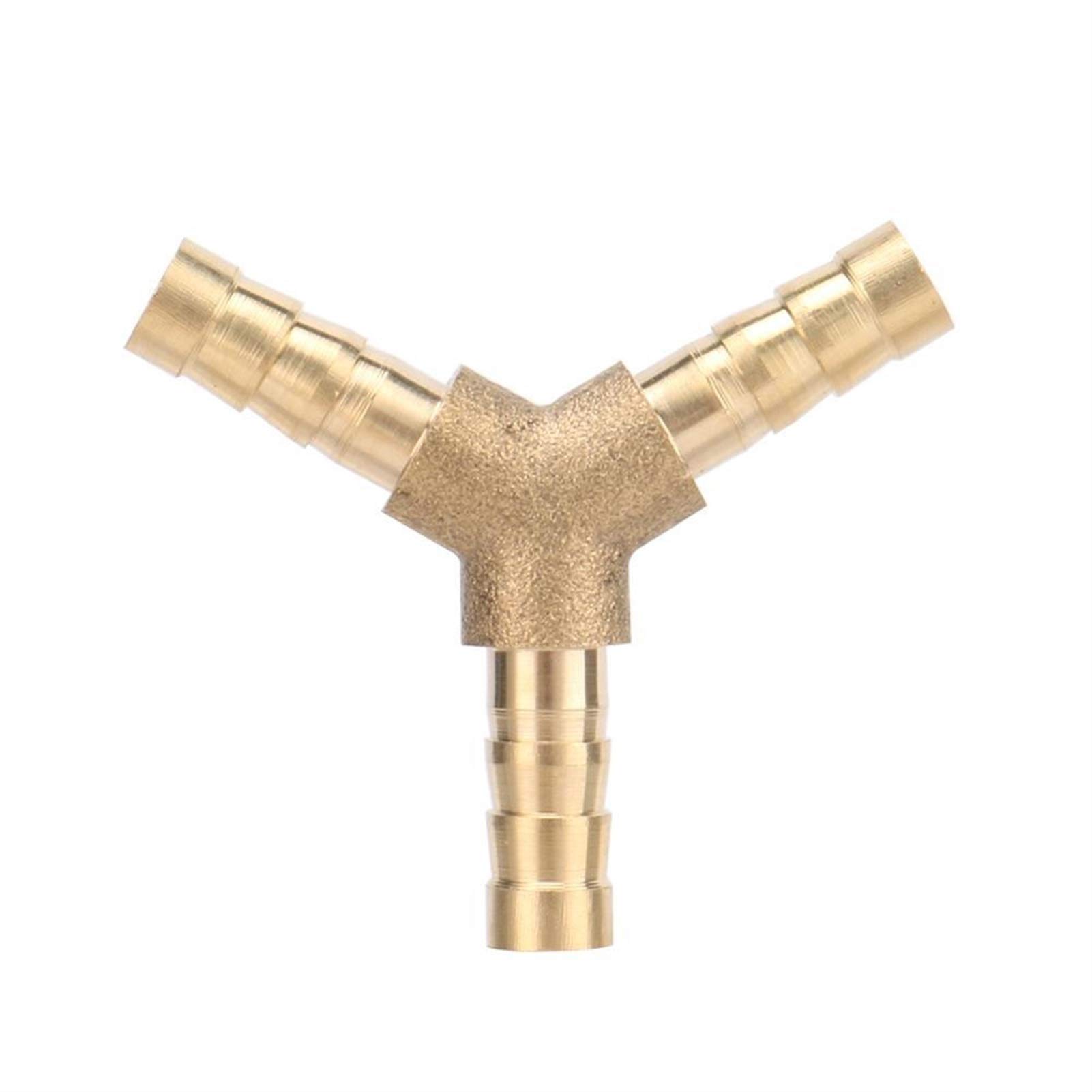 3-Way Brass Y Shape Connector - Garden Hose Splitter for Water, Air & Gas - Heavy Duty Pneumatic Pipe Coupling (2 Pack, 16mm) - Perfect for Lawn Irrigation, Hydroponics & Industrial Applications