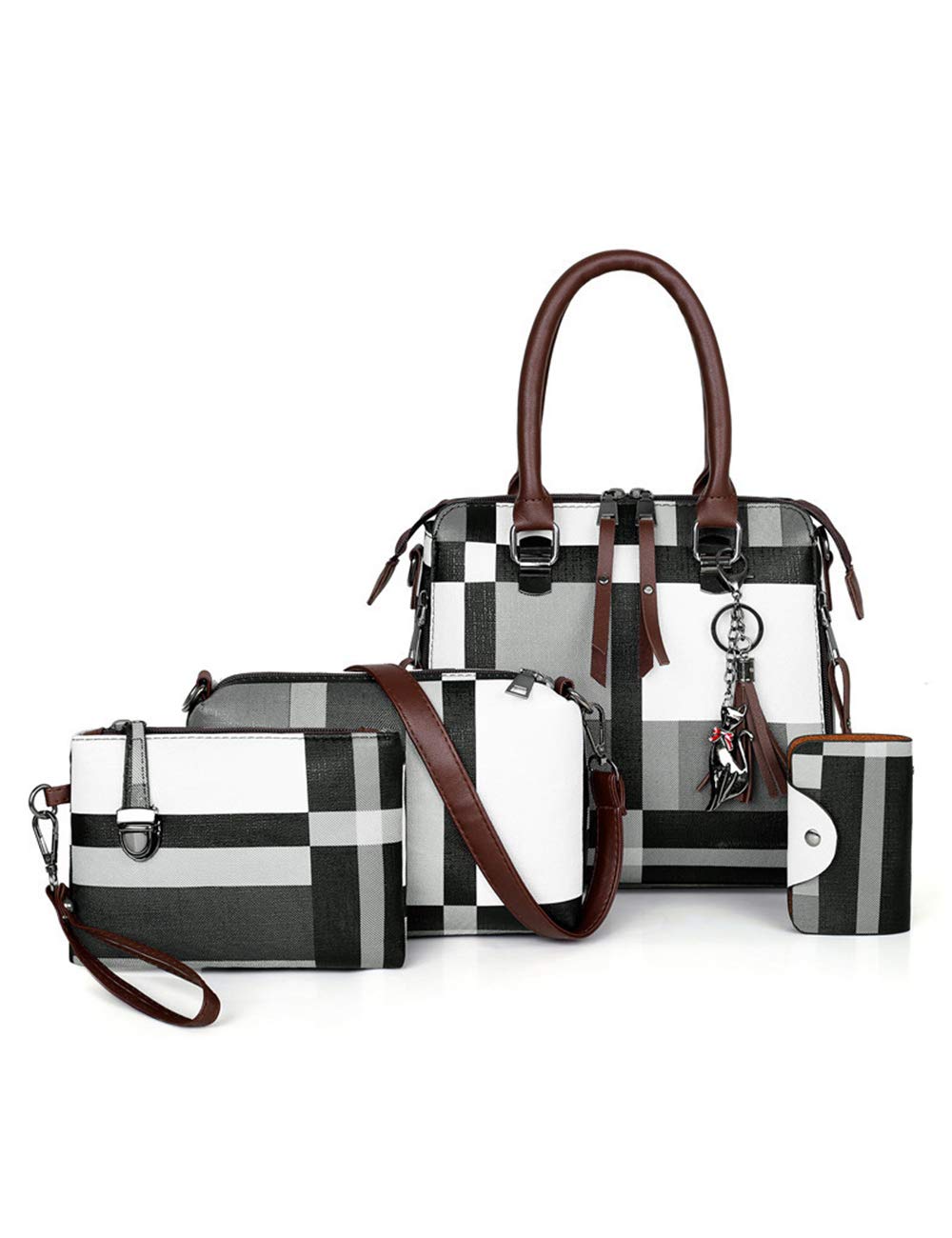 Luxury Plaid Women's Handbags Set - 4 Piece Designer Purses & Tote Bags for Women | Perfect for Work, Travel, and Everyday Use | Bolsa Feminina Elegante