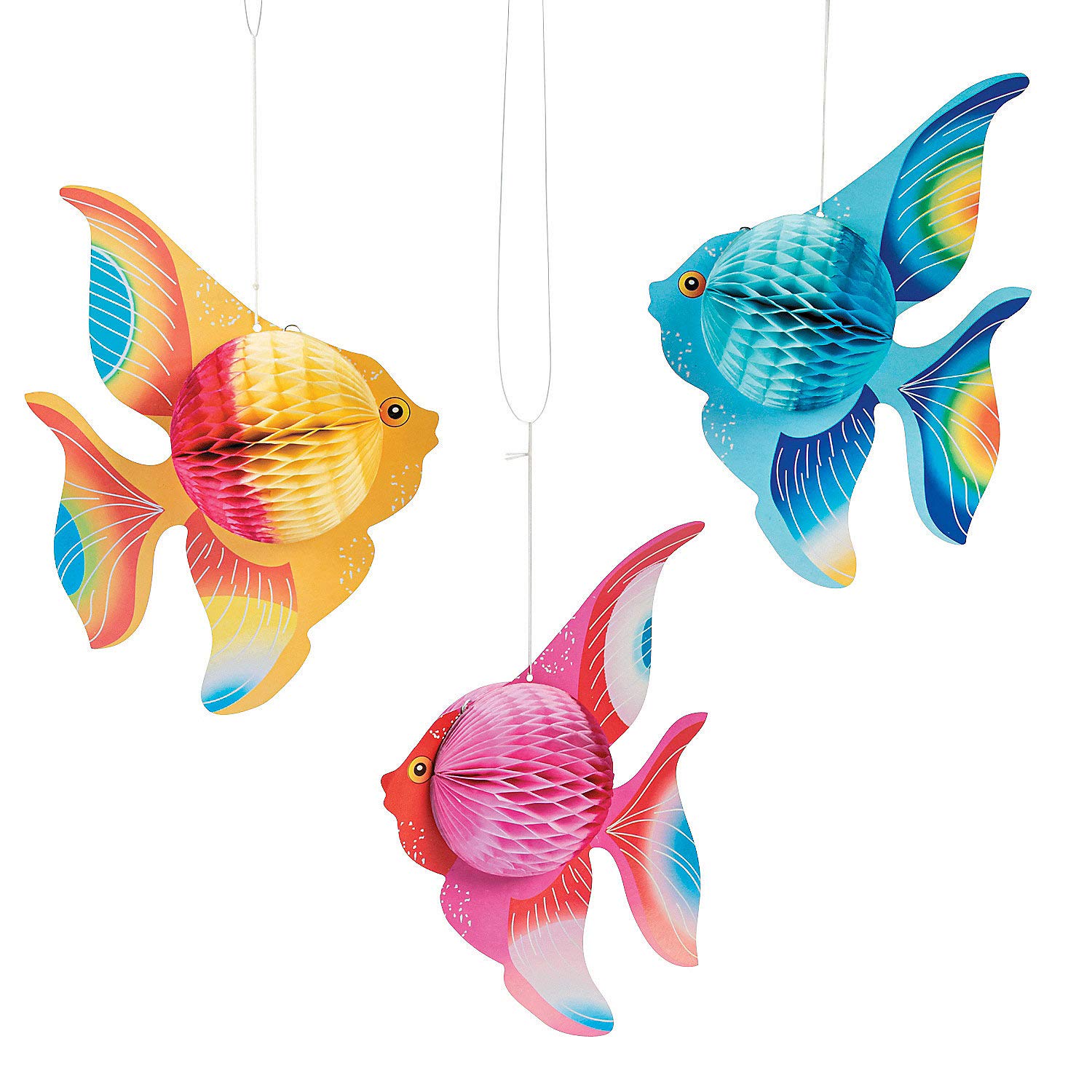Hanging Tissue Fish Decorations (6pc) - Party, Home & Office Sea Theme Decor