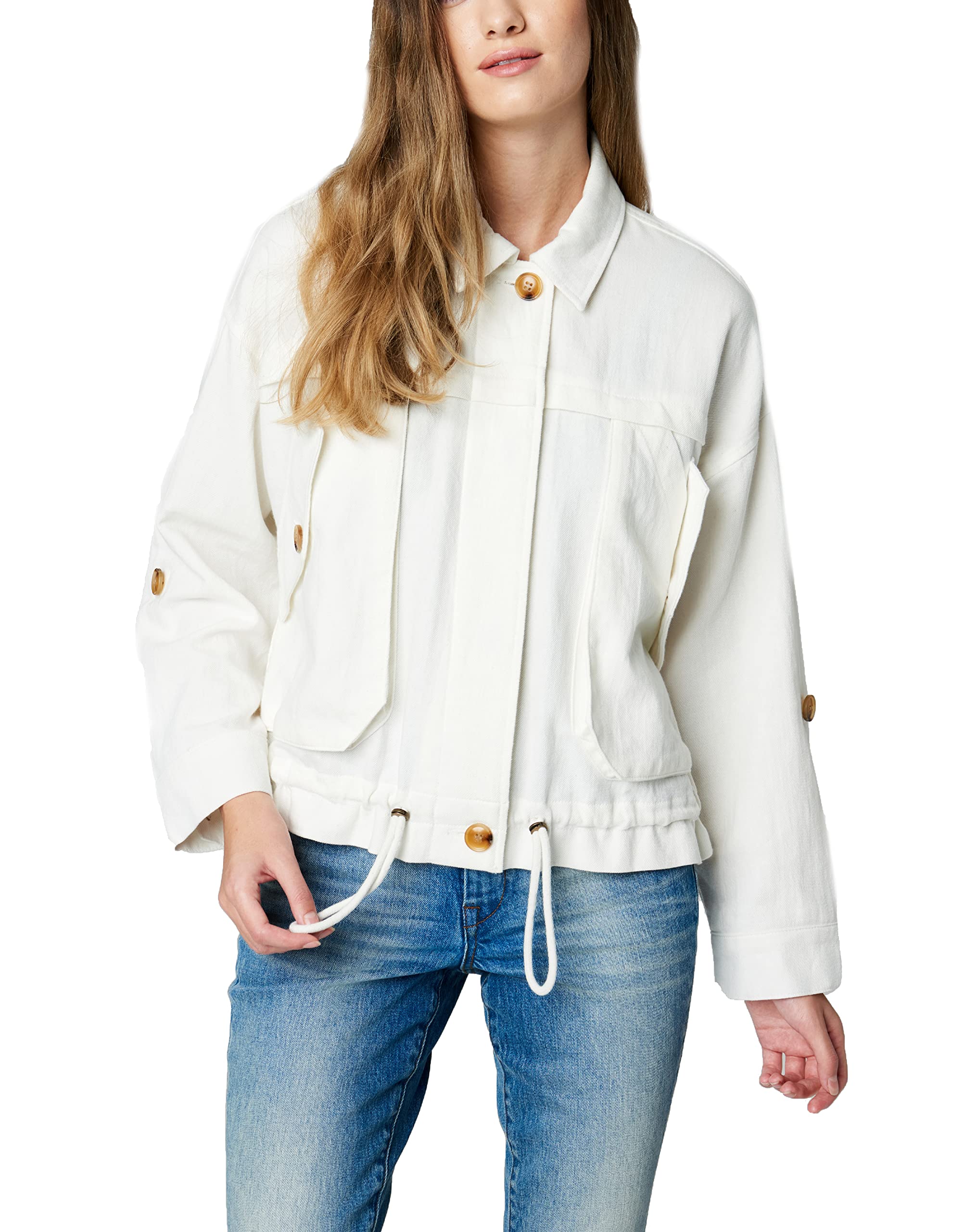 BLANKNYC Women's Linen Utility Jacket with Pockets - Lightweight Comfortable & Stylish Coat for Spring Summer Outfits, Travel & Casual Wear
