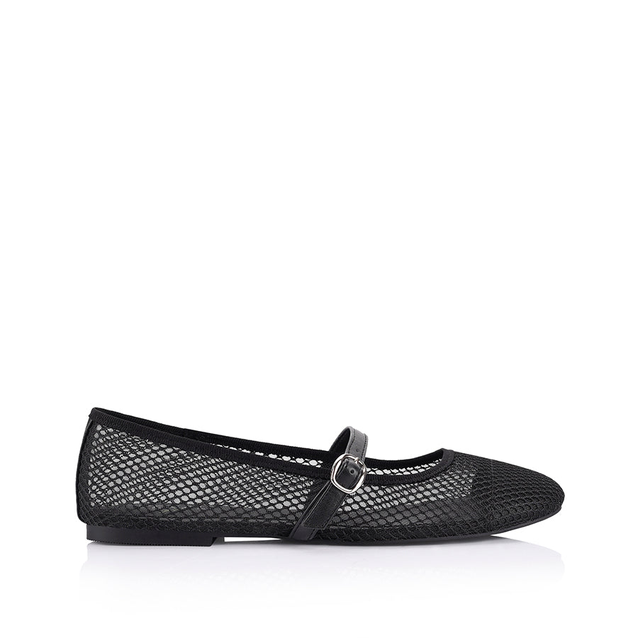 Bambam Mary Jane Flats - Black Mesh Comfortable Women's Shoes for Work, Office & Casual Wear