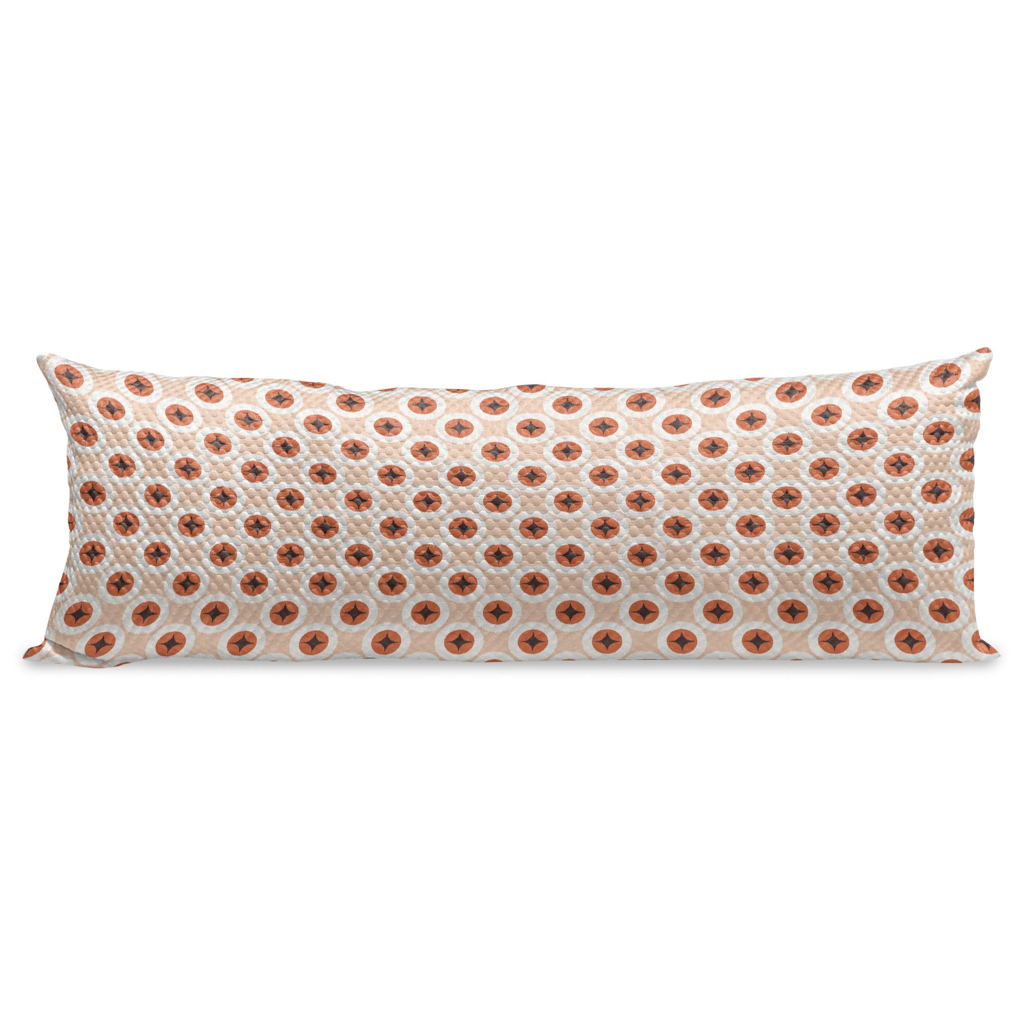 Lunarable Abstract Geometric Ring Body Pillow Cover - Retro Circles Design, Soft Cushion Case for Side Sleepers (20x55 Inches, Vermilion Peach) | Perfect for Bedroom Decor, Anime Fans & Travel Comfort