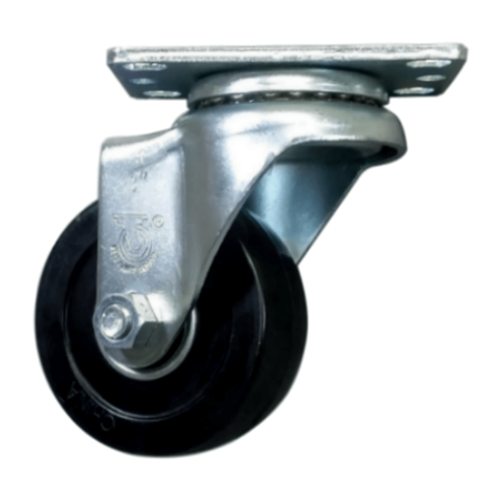 3 x 1 1/4 Inch Heavy Duty Soft Rubber Wheel Swivel Casters - 300 lbs Load Capacity - Smooth Rolling for Furniture, Carts, and Industrial Equipment