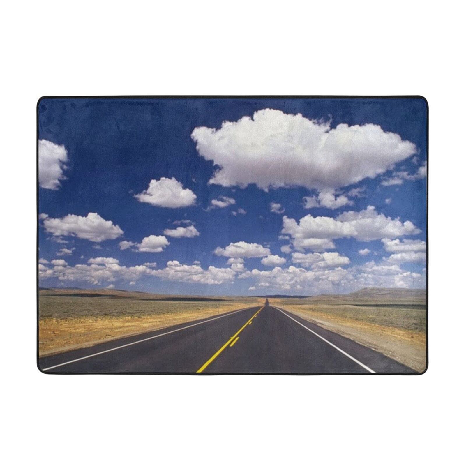 Non-Slip Highway Print Area Rug - 80x58 Inch Soft Yoga Mat & Floor Carpet for Living Room, Bedroom Decor | Perfect for Home Gym, Kids Play Area & Cozy Interior Design