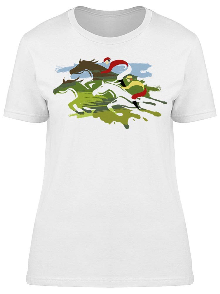 Vibrant Women's Horse Racing Graphic T-Shirt - Trendy Equestrian Tee for Casual Wear & Horse Lovers