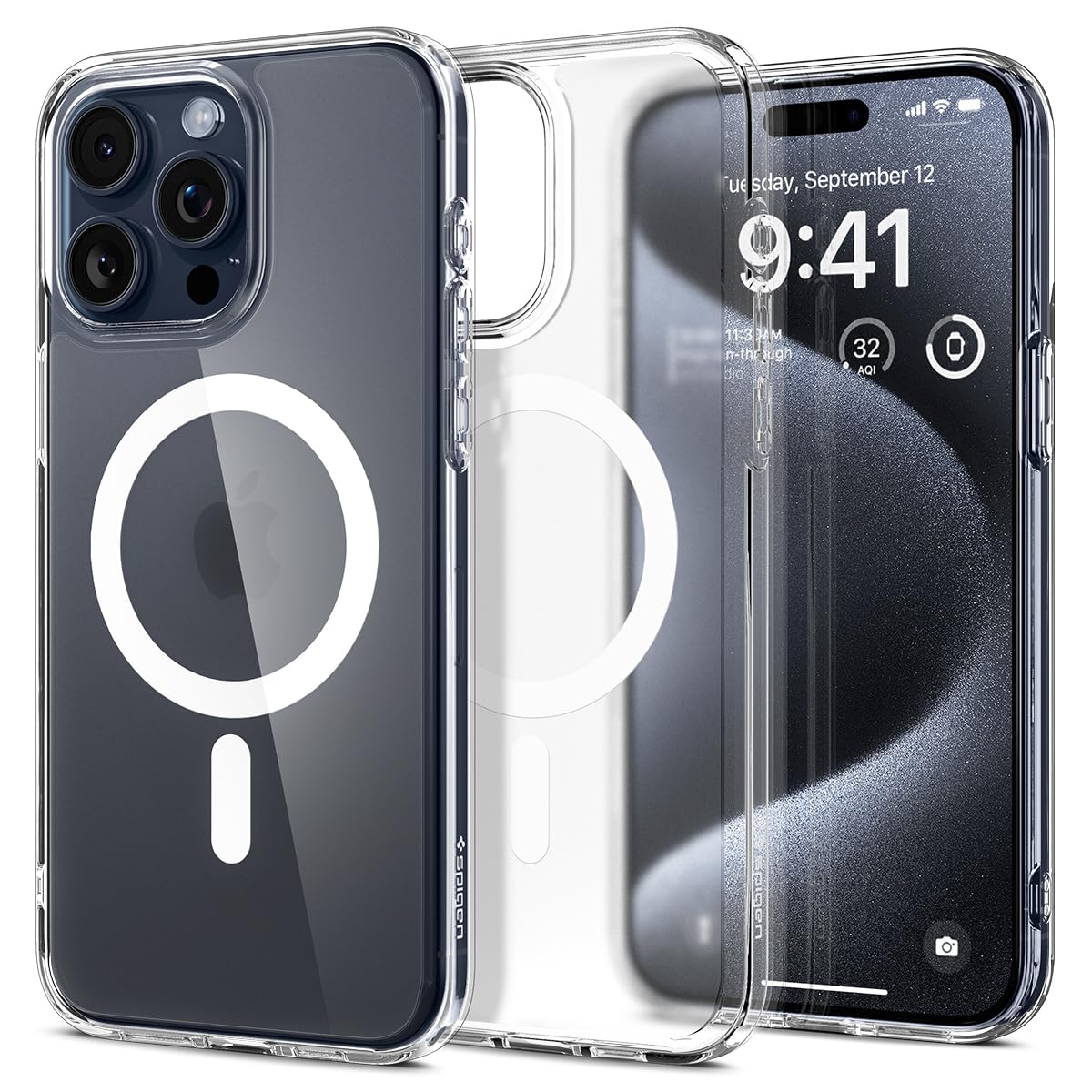 Spigen Ultra Hybrid MagFit Case for iPhone 15 Pro - Crystal Clear Anti-Yellowing Protective Cover | Perfect for Everyday Use, Wireless Charging & MagSafe Compatibility