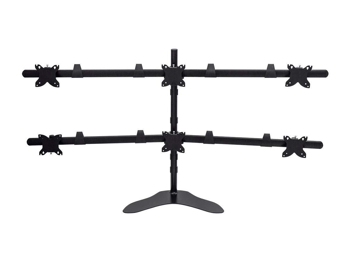 Monoprice Hex 6 Monitor Stand - Adjustable Free Standing Desk Mount for 15-30 Inch Screens, Holds 22lbs per Monitor (Black) - Perfect for Multi-Screen Gaming, Office Workstations & Trading Setups