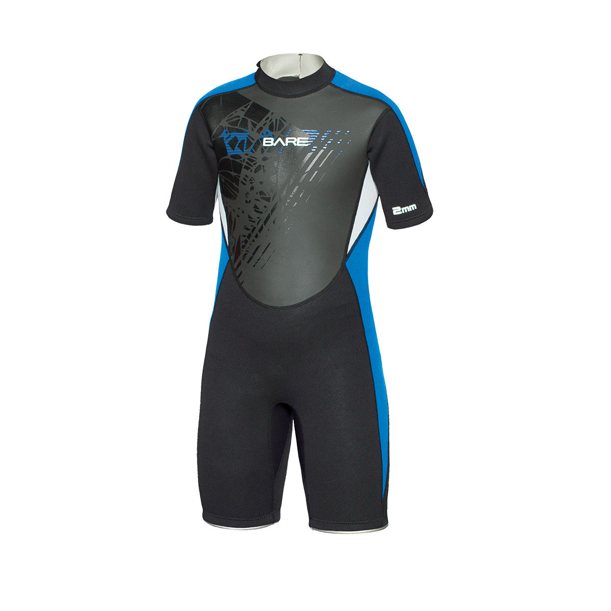2mm Bare Manta Shorty Wetsuit for Kids - Blue - Perfect for Swimming, Surfing & Water Sports