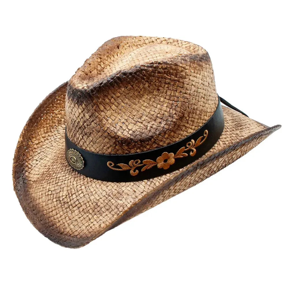 Peter Grimm Manny Straw Cowgirl Hat - Western Style Sun Hat for Women, Summer Beach Riding & Outdoor Activities