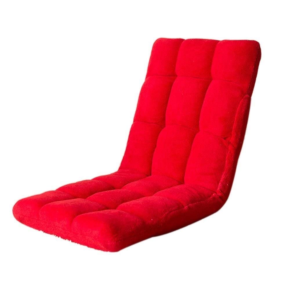 WSZJJ Comfortable Elegant Multi-Angle Floor Chair - Adjustable Backrest Low Folding Seat for TV Watching, Gaming, Reading & Meditation - Soft Padded Floor Sofa (Red) - Perfect for Small Spaces, Dorm Rooms & Home Theater