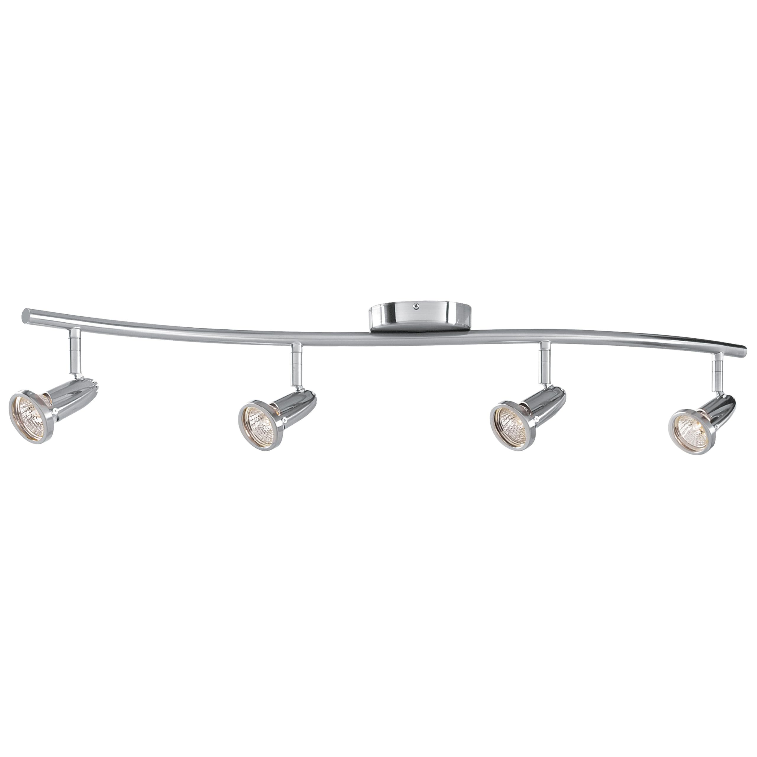 Cobra 4-Light LED Wall/Ceiling Semi-Flush Spotlight Bar in Brushed Steel Finish - Modern Lighting Fixture for Living Room, Bedroom, Kitchen & Hallway
