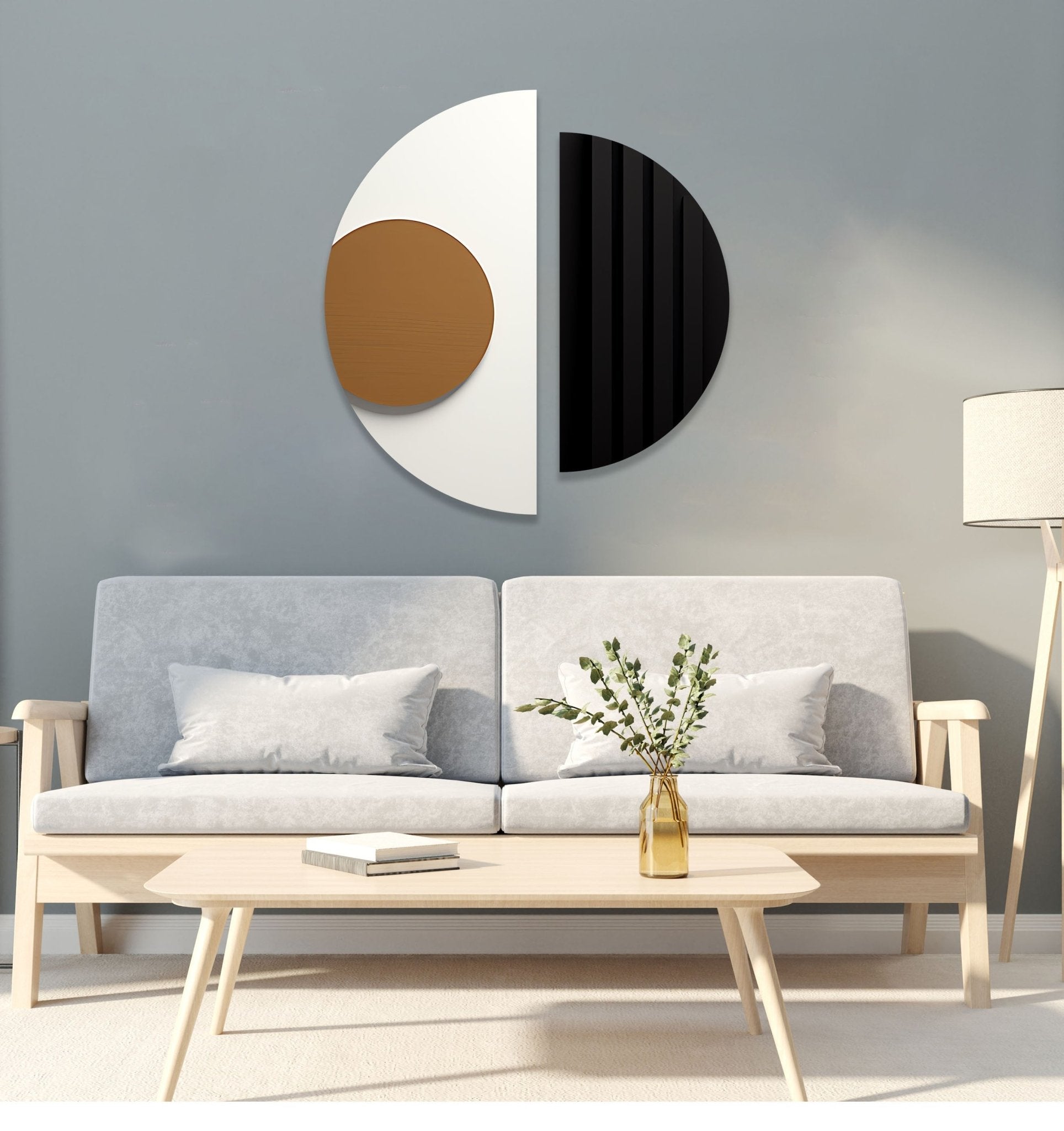 2 Piece Black and White Glass Wall Art Set - Modern Abstract Home Decor for Living Room, Bedroom, or Office - Perfect for Gifts and Interior Design