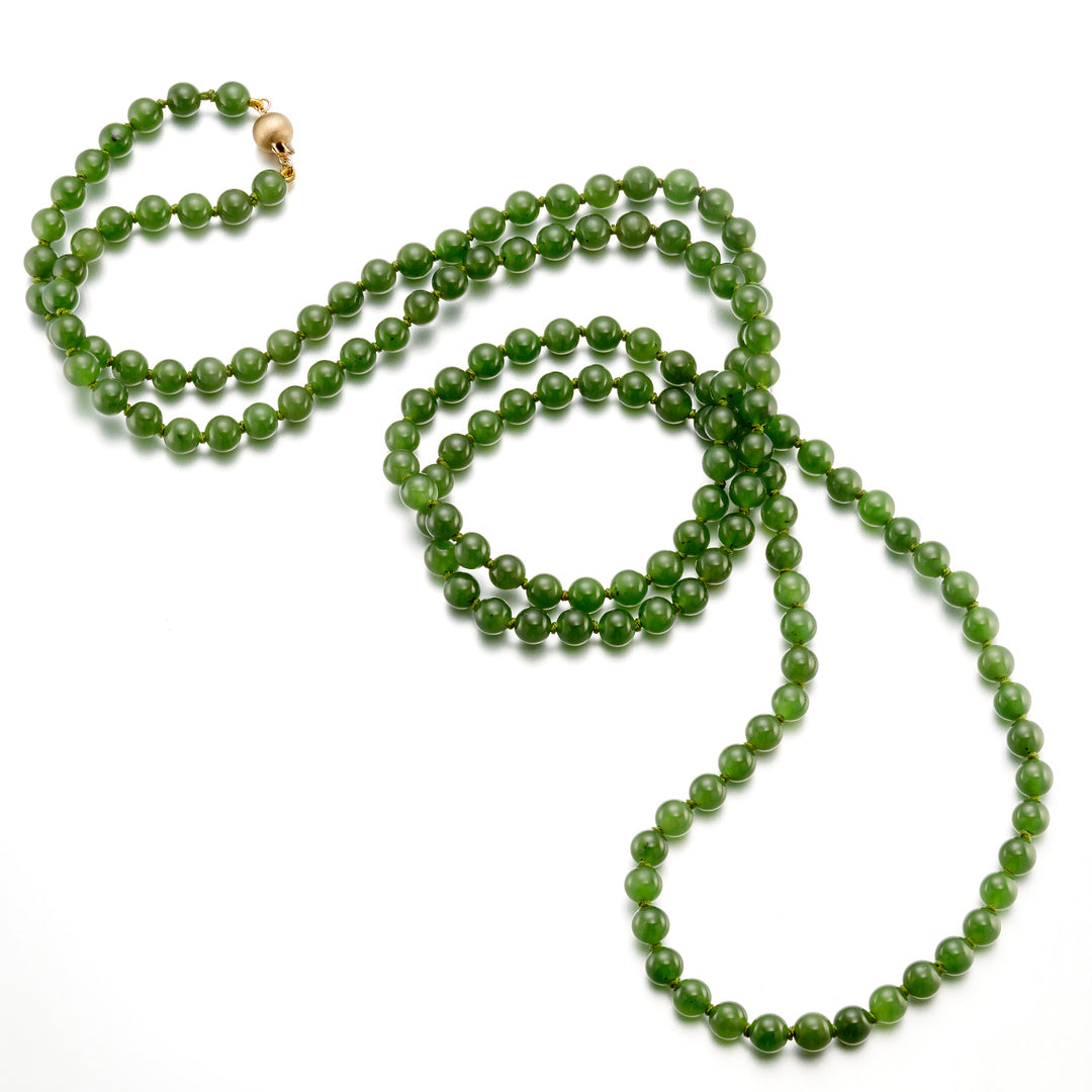6mm Fine Siberian Green Jade Bead Rope Necklace - Elegant Handmade Jewelry for Women, Natural Stone Beaded Necklace - Perfect for Daily Wear, Gifts & Special Occasions