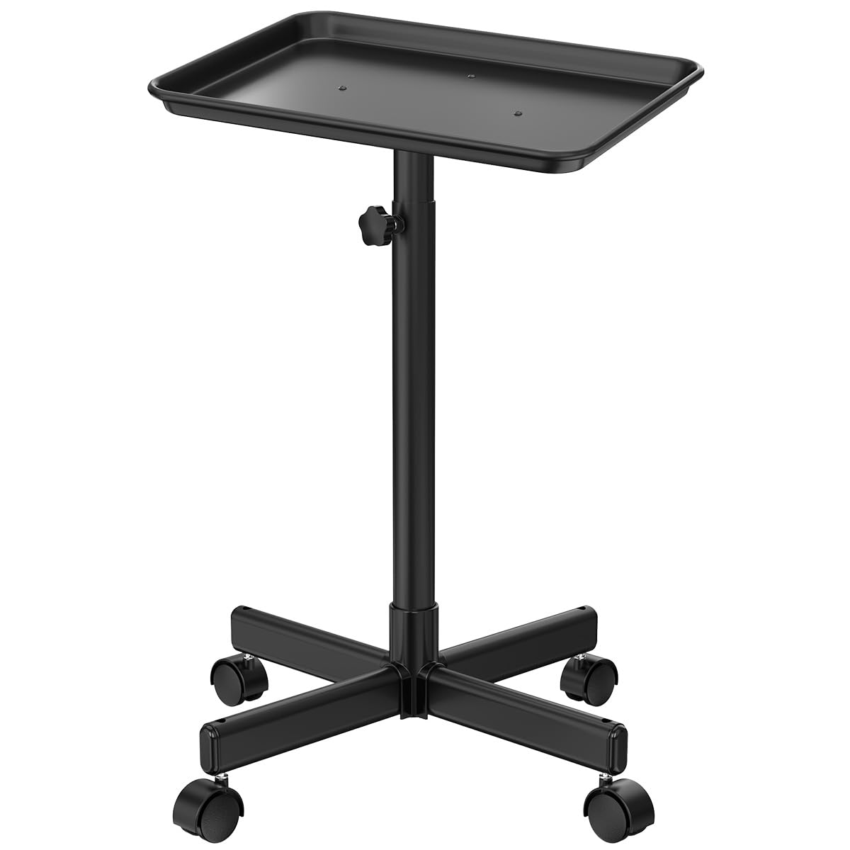 Premium Aluminum Salon Rolling Tray & Adjustable Height Tattoo Cart - Black Professional Beauty Trolley for Hairstylists, Tattoo Artists & Dental Clinics | Ideal for Salon Services, SPA Treatments & Medical Procedures