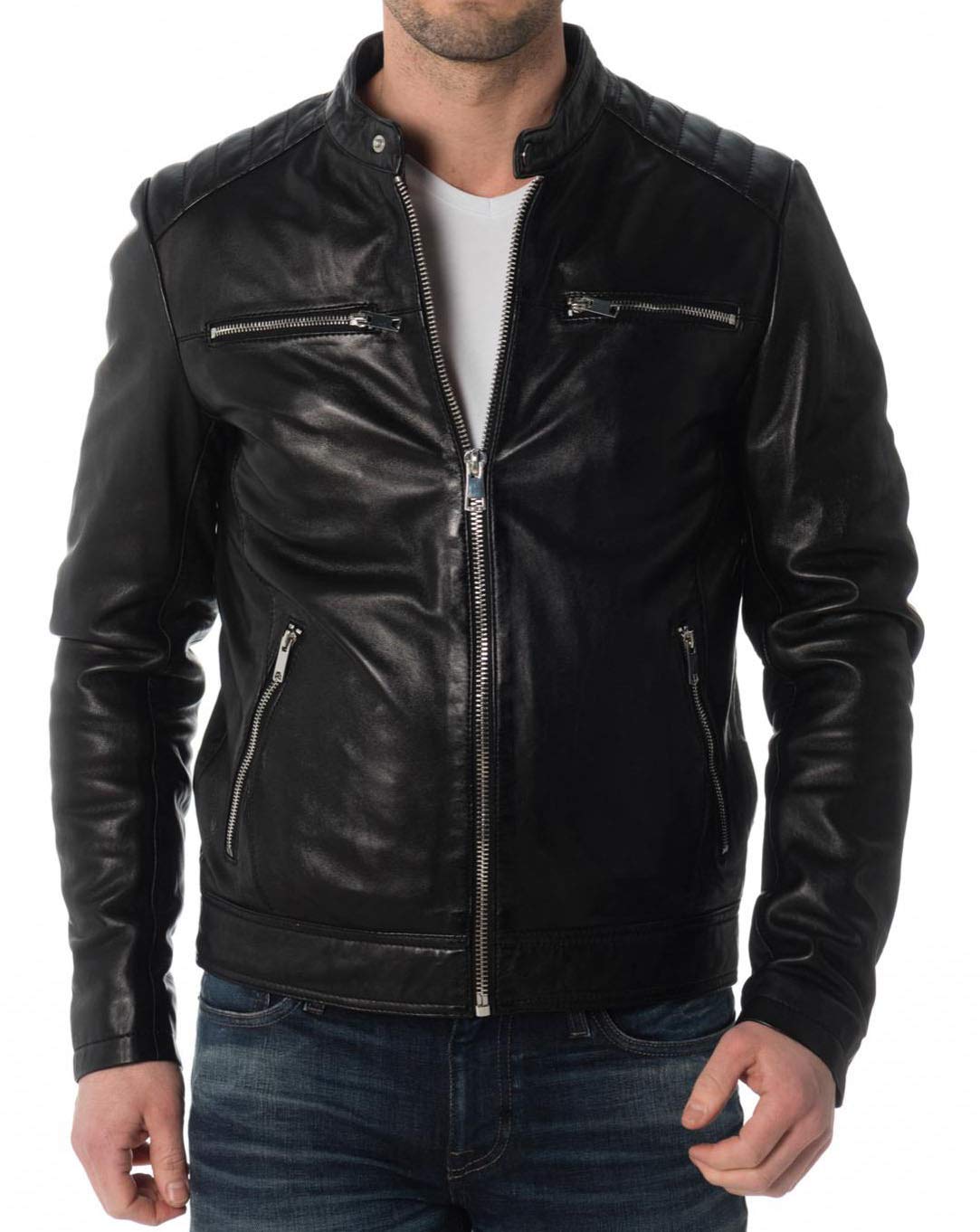 Genuine Lambskin Leather Jacket for Men - Motorcycle Biker Jacket with Premium Stitching | Benjer Skins | Perfect for Riding, Casual Wear & Outdoor Adventures