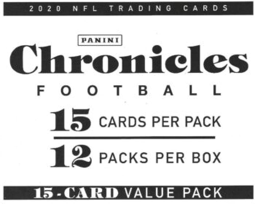2020 Panini Chronicles NFL Football CELLO Box (12 Packs/Box) - Collectible Trading Cards for Sports Fans & Memorabilia Enthusiasts - Perfect for Gifts, Investments, and Game Day Excitement