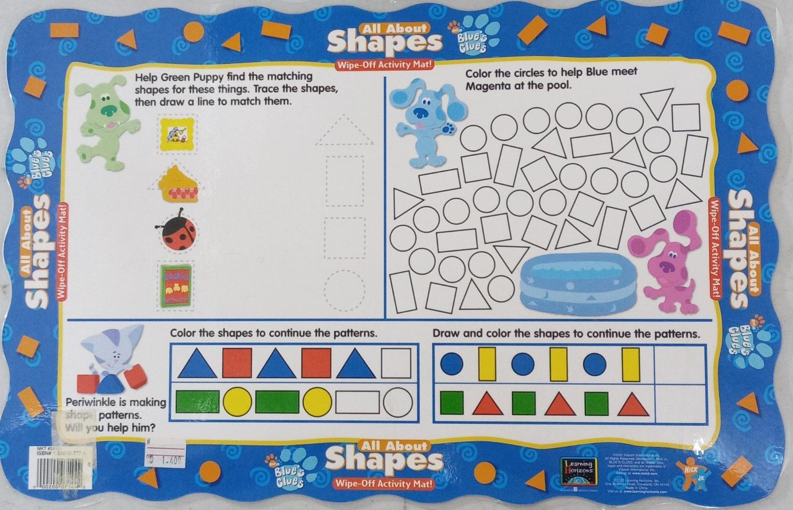 Blue's Clues Wipe Off Learning Mats - All About Shapes | Reusable Educational Activity Mats for Kids | Perfect for Preschool Learning & Home Schooling