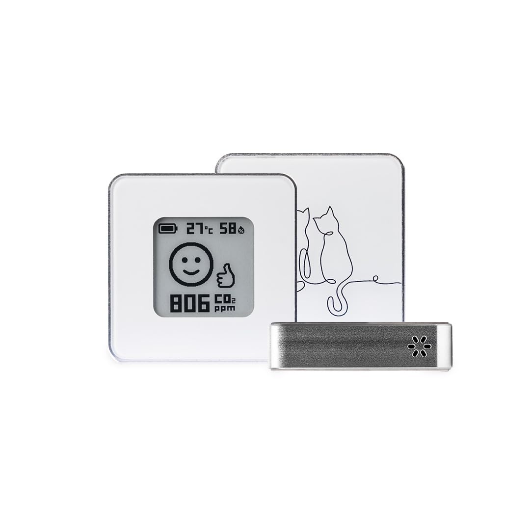 Wireless Indoor Air Quality Monitor for Home & Office - CO2, Humidity, Temperature Sensor with LCD Display & Smartphone App - Compact Portable Design with Durable Aluminum Frame - Perfect for Baby Rooms, Pets (Cats/Dogs), and Allergy Sufferers