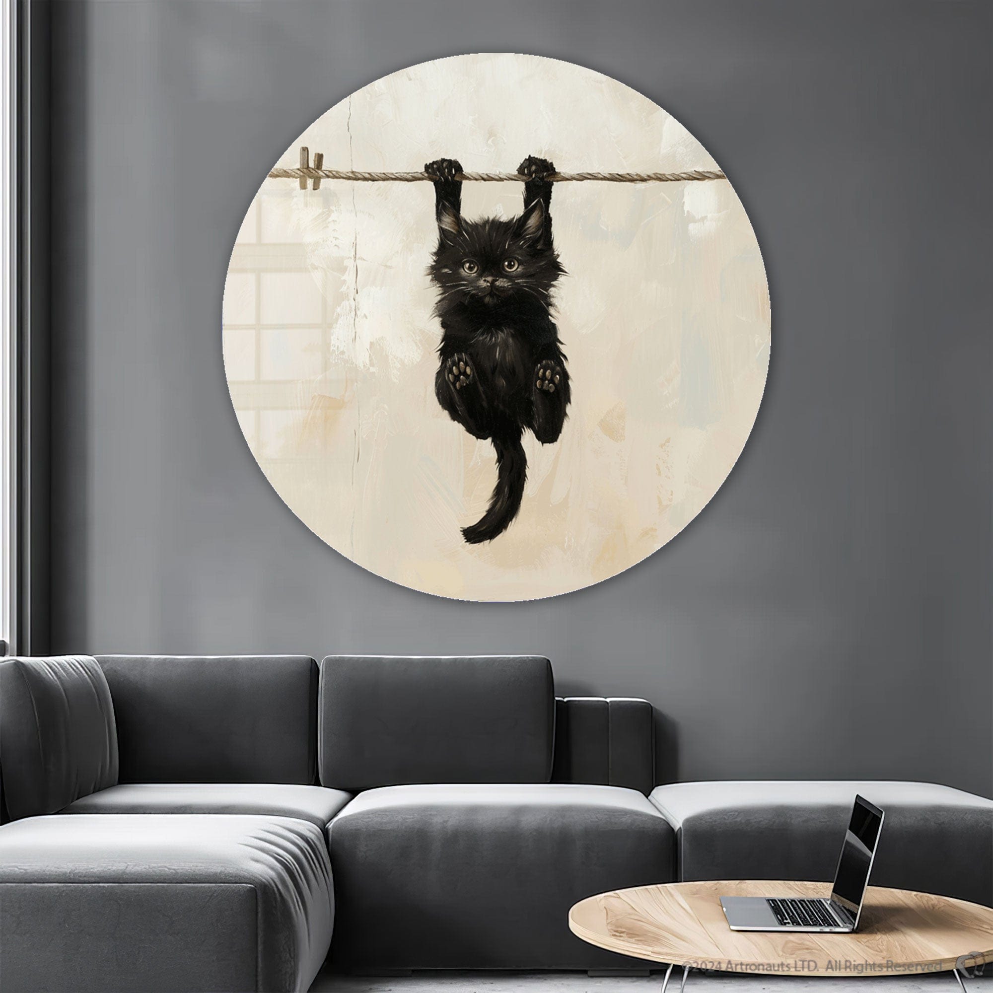 Pawsome Grip II Rounded Glass Wall Art - Modern Home Decor for Living Room, Bedroom & Office - Shatter-Resistant Glass Wall Hangings for Pet Lovers