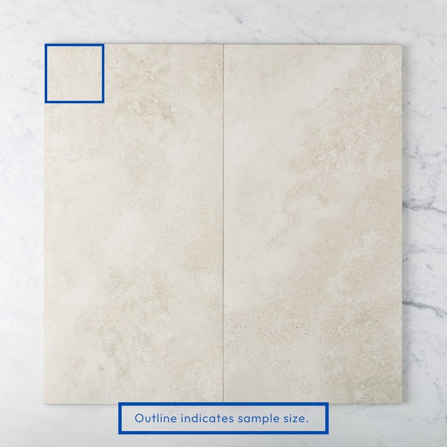 Byron Travertine Look Ivory Matte Porcelain Tile Sample - Perfect for Bathroom, Kitchen, and Flooring Renovation Projects