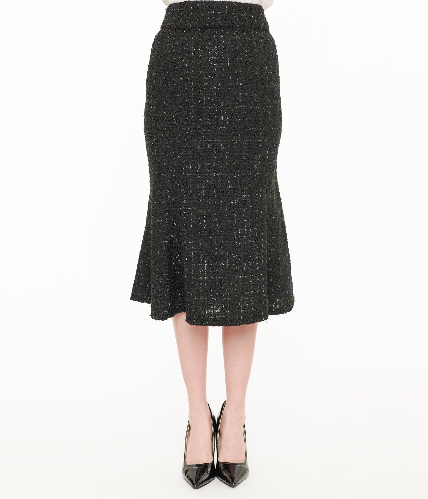Vintage 1940s Black Lurex Tweed Trumpet Skirt - Retro Swing Skirt for Women | Perfect for 1940s Themed Parties, Swing Dancing & Vintage Fashion Lovers