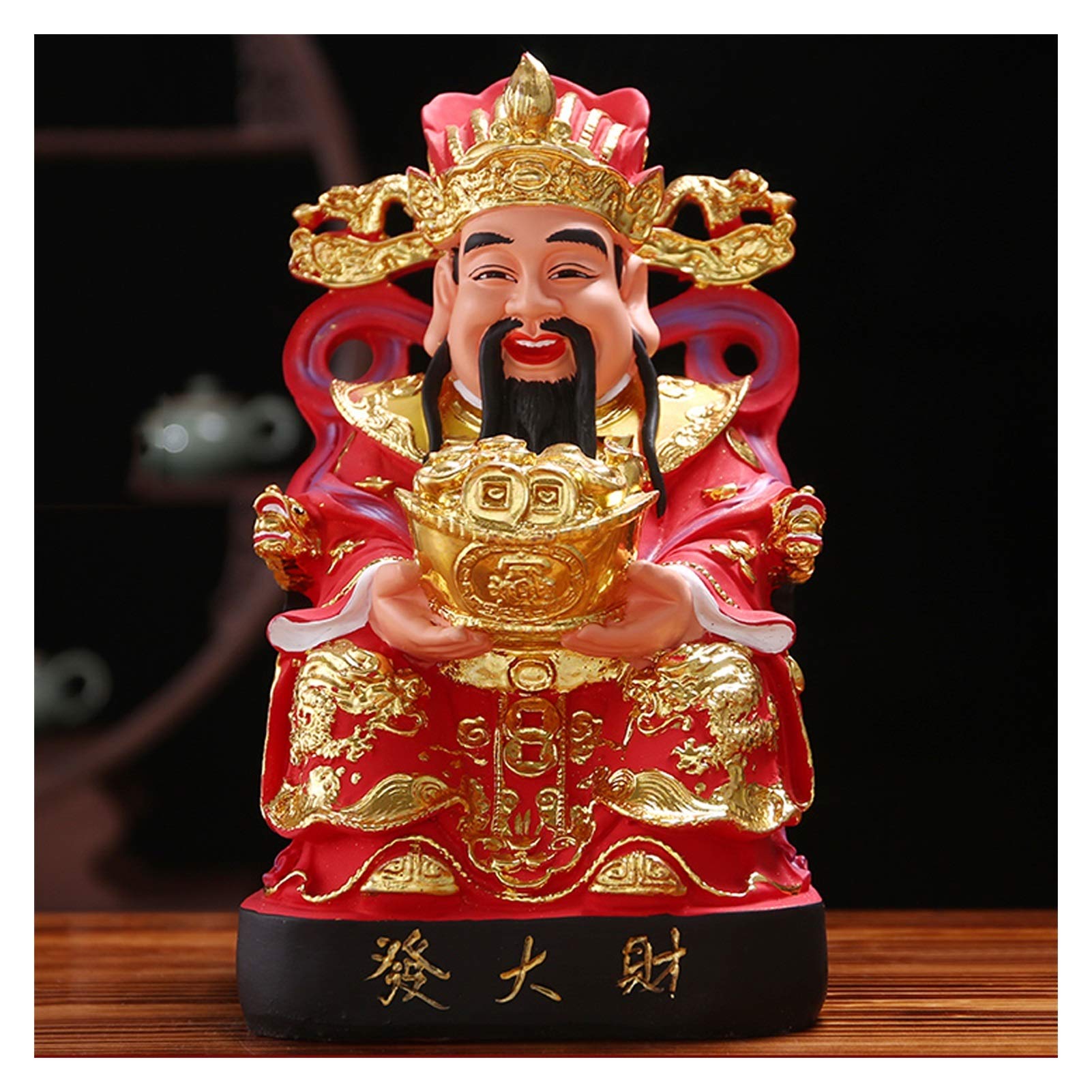 Chinese God of Fortune Statue - Feng Shui Wealth & Luck Resin Sculpture for Home & Office Decor | Perfect Chinese New Year Gift | Attract Prosperity & Good Fortune | X-Small Size