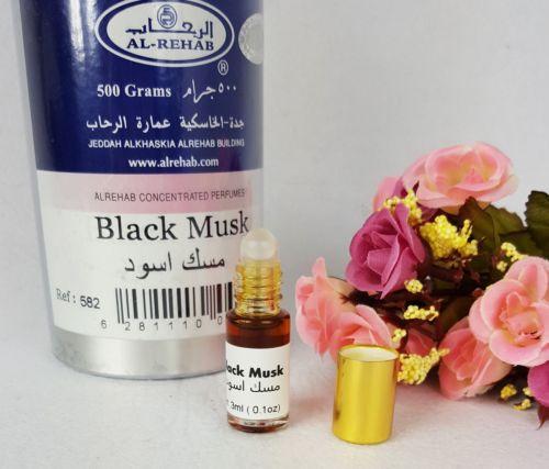 Al Rehab BLACK Musk Oil Perfume - 3ml Roll-On Wild Deer Musk Base Fragrance for Men & Women - Long Lasting, Intense Scent for Date Night, Parties & Special Occasions