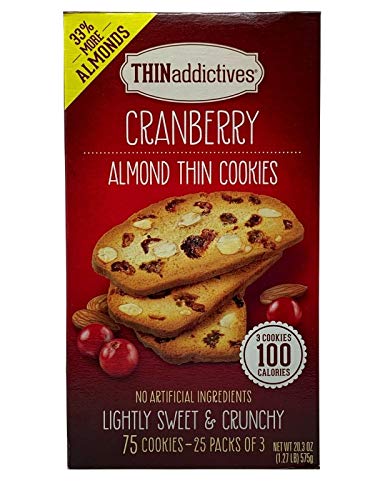 Premium Cranberry Almond Thin Cookies - 33% More Almonds, 2 Boxes x 1.27 lbs (Pack of 2), Set of 3 | Healthy Snacks for Office, Travel & Gift Baskets | Gluten-Free & Low Sugar Treats