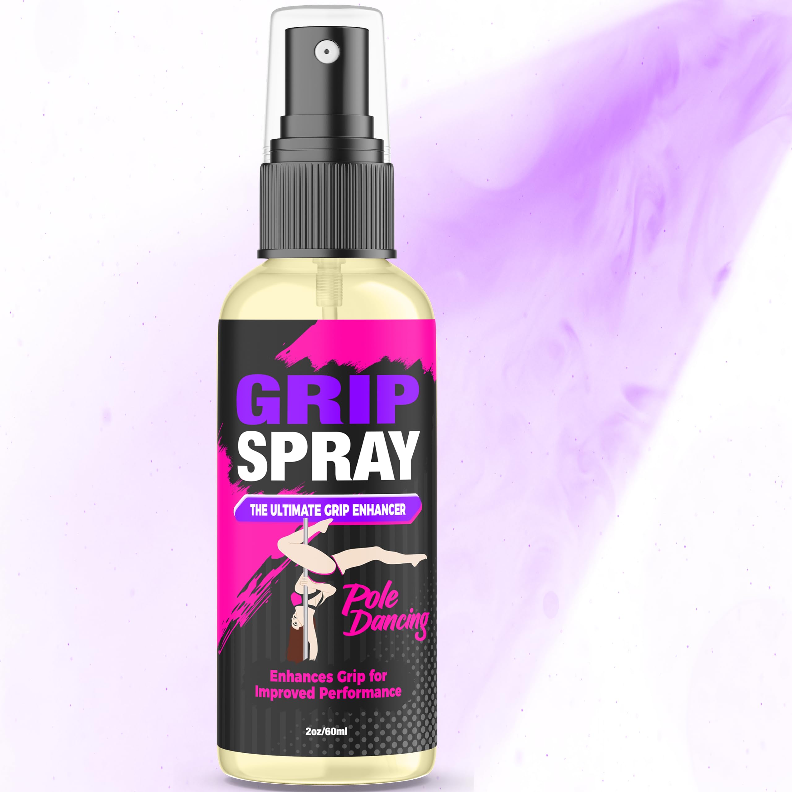 Pole Grip Spray - Enhanced Dry Hands Grip for Pole Dancing & Aerial Silks - Rosin Spray for Pole Fitness - 2oz Sticky Spray Bottle - Perfect for Studio & Home Practice