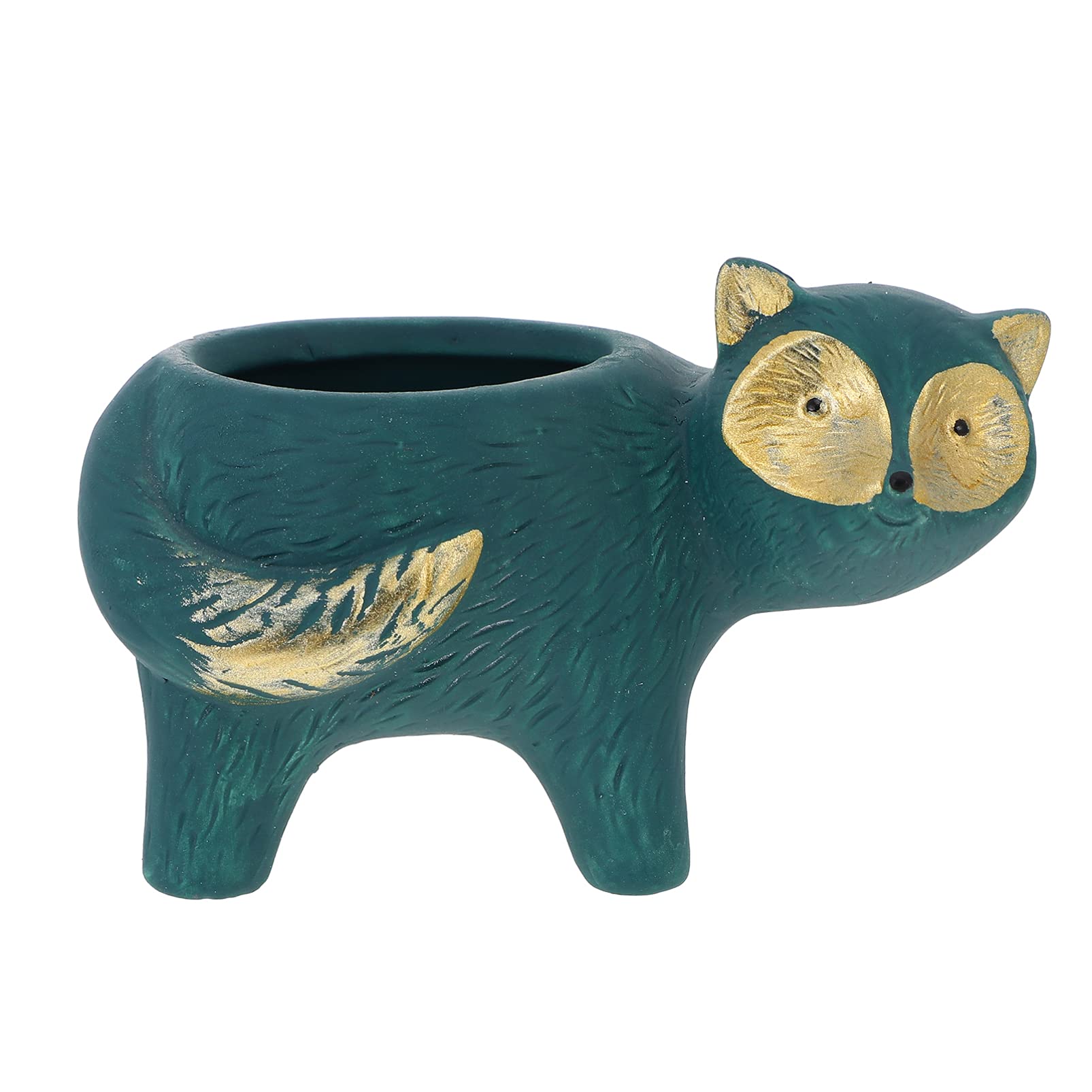 YARNOW Ceramic Succulent Plant Pot with Fox Design - Mini Cactus Planter with Drain Hole for Home, Office, Garden Decor - Perfect for Succulents, Cacti, Bonsai & Small Plants