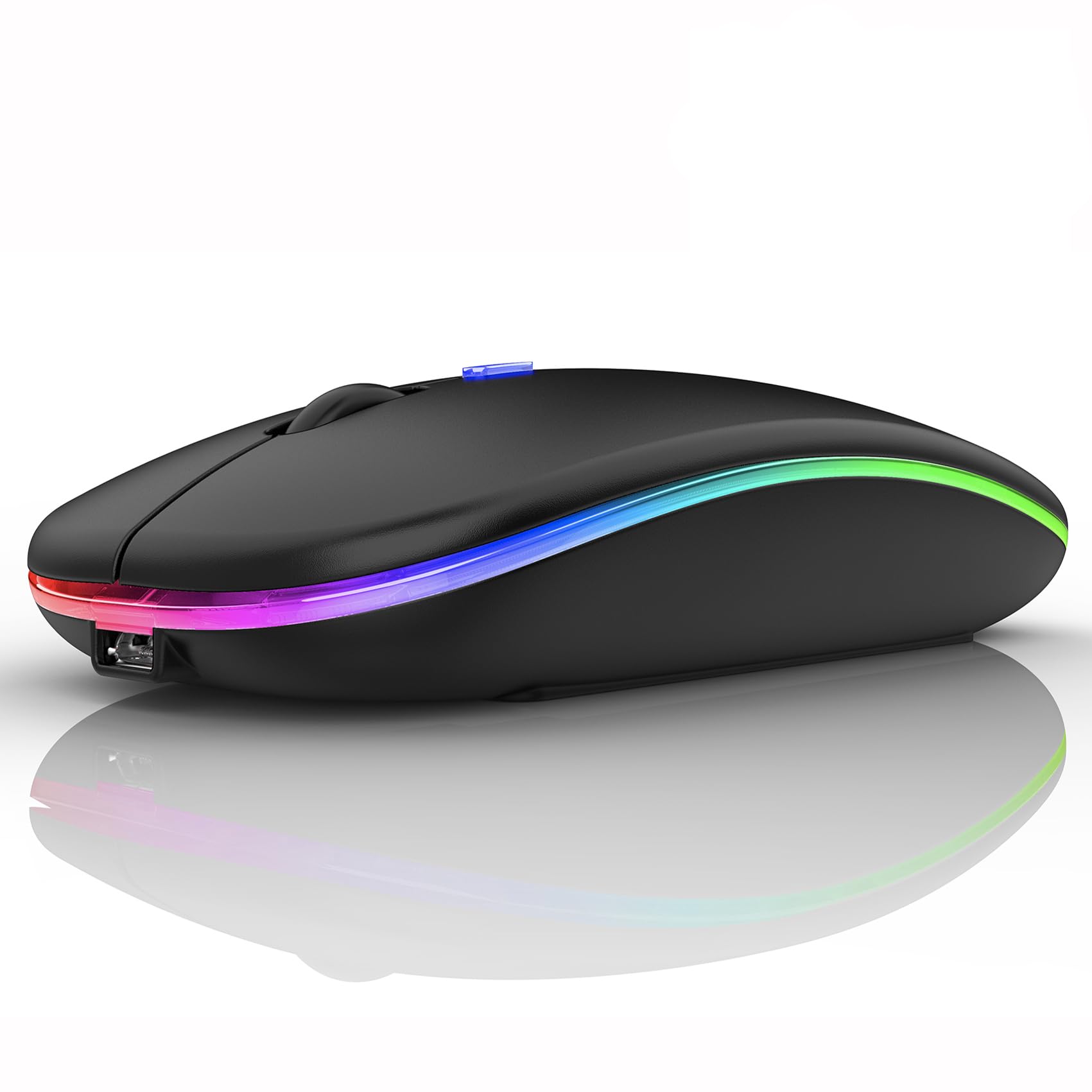 Wireless Bluetooth Mouse for Laptop, MacBook, iPad, PC - Compatible with MacBook Air/Pro, Windows, Chromebook & Desktop Computers - Ergonomic Design with LED Light (Black) - Perfect for Office, Home & Travel Use