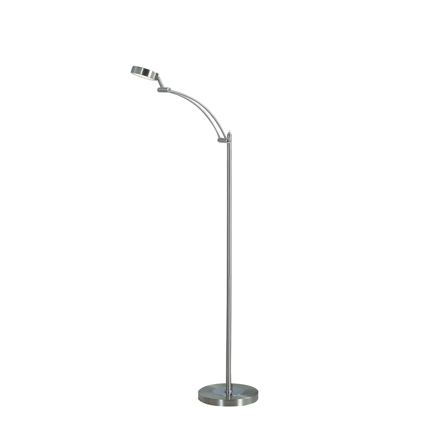 ORE International 54-Inch Tinsley Silver LED Floor Lamp with Adjustable Brightness - Modern Lighting for Living Room, Bedroom, or Office Workspace
