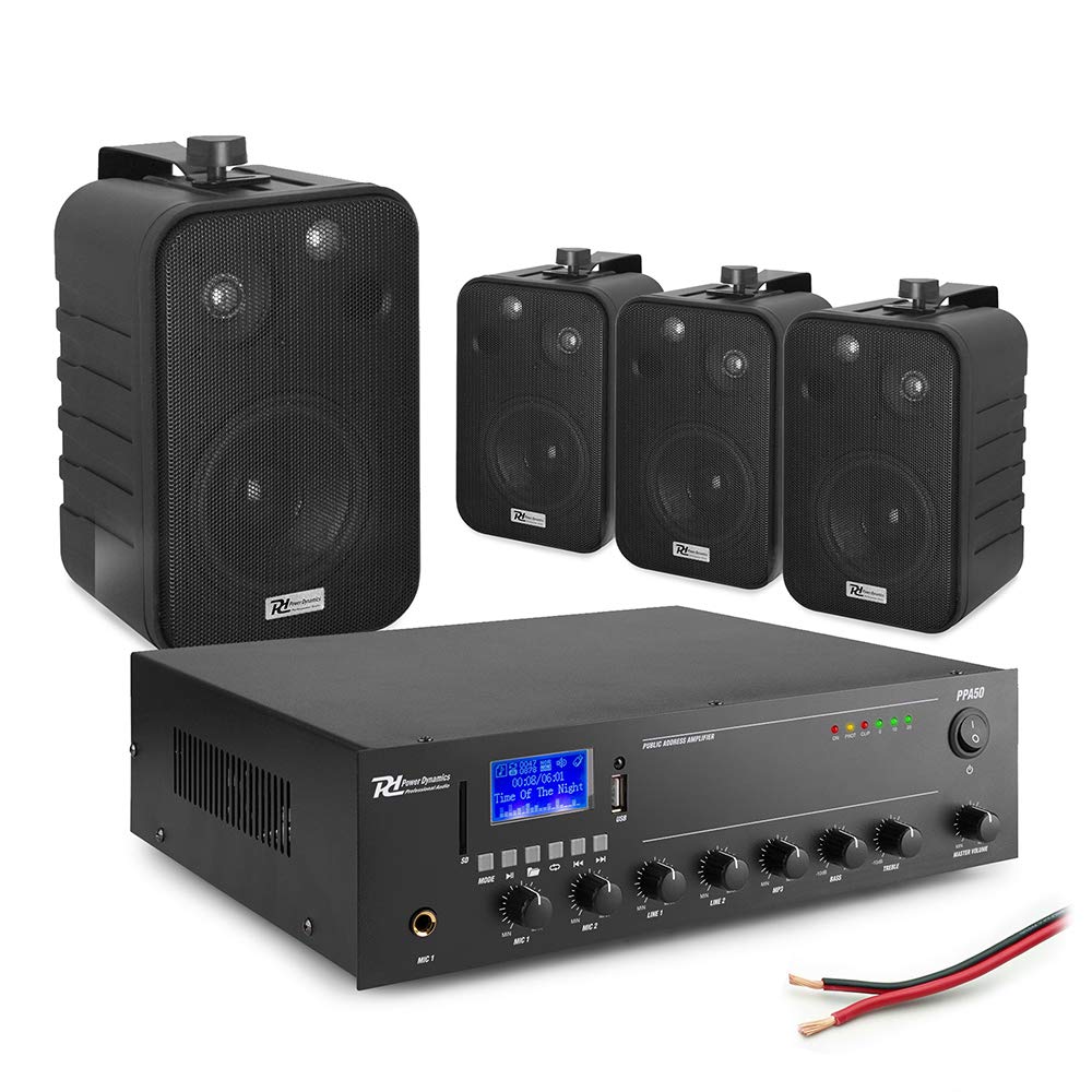 Power Dynamics 50W Bluetooth Mixer Amplifier with 4x 4