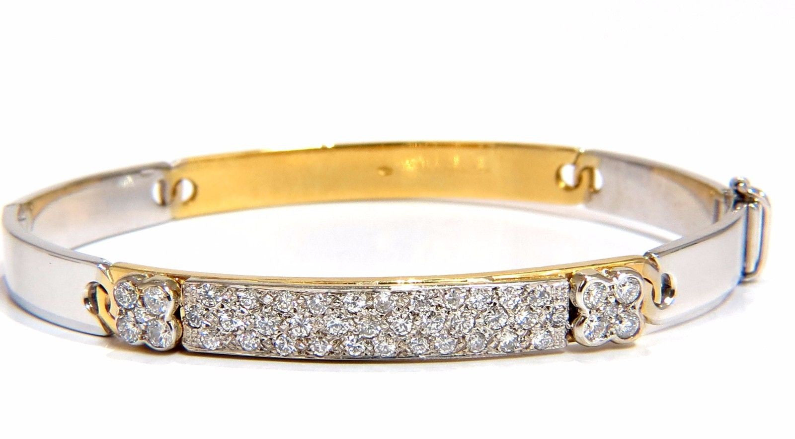 18Kt Two-Toned Designer Bangle Bracelet with 1.50ct Natural Diamonds | Luxury Jewelry for Women | Perfect for Weddings, Parties & Special Occasions