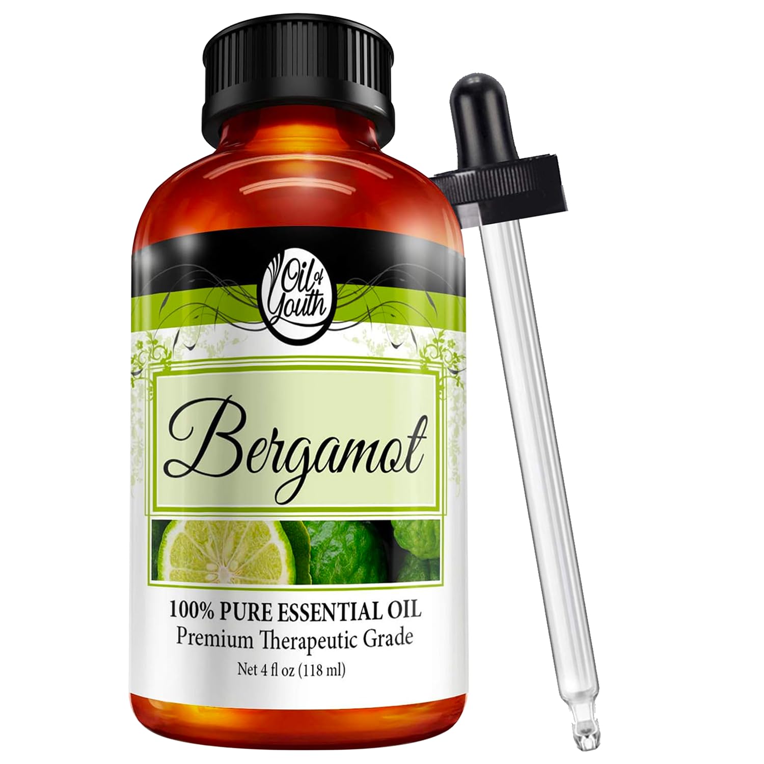 Bergamot Essential Oil 4oz (120ml) - 100% Pure Natural Aromatherapy Oil for Diffusers, Massage & Skin Care - Stress Relief, Mood Booster & Relaxation - Perfect for Home Spa, Yoga & Meditation