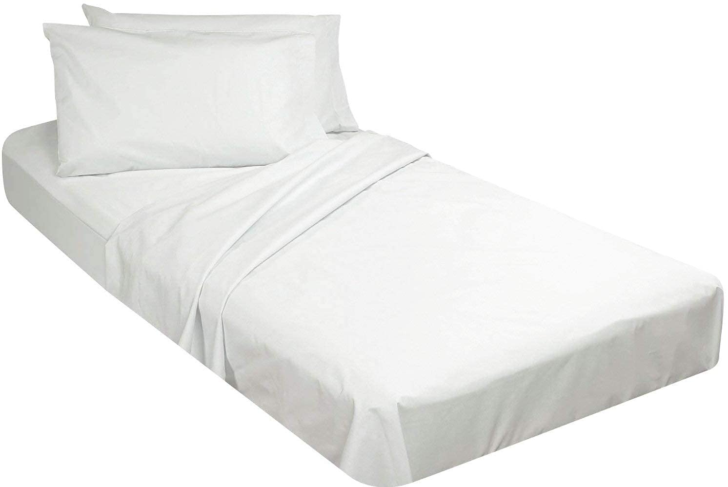 Fitted Camping Cot Sheets Set of 4 - 30x75 Inch Narrow Twin Size Cotton Sheets for RV Bunk, Guest Bed & Outdoor Camping - Breathable White Solid Cot Mattress Cover for Comfortable Sleep