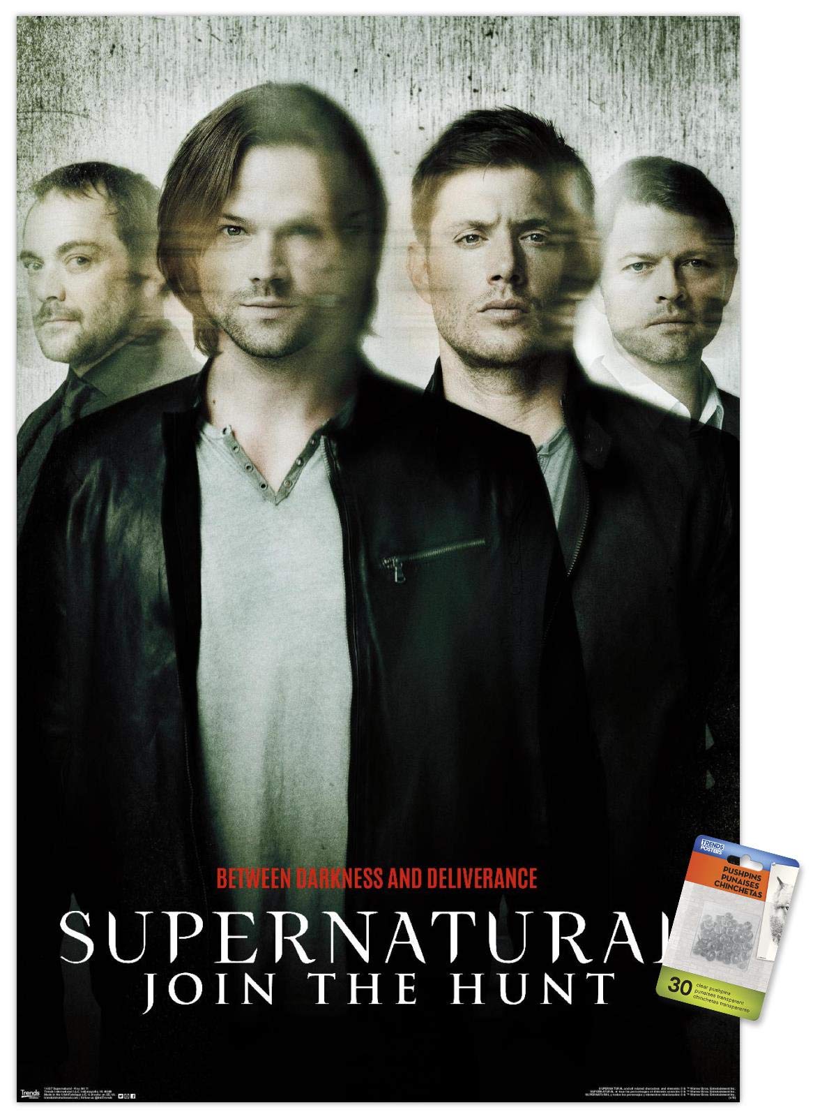 Supernatural TV Show Key Art 11 Wall Poster - 24x36 Inch Framed Print with Push Pins - Perfect for Bedroom, Living Room & Office Decor