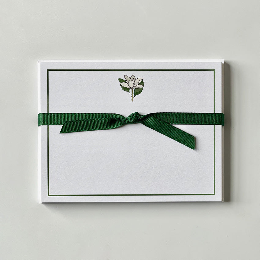 Georgetown Paperie Magnolia Flat Note Cards - Elegant Floral Stationery for Thank You Notes, Greetings & Special Occasions