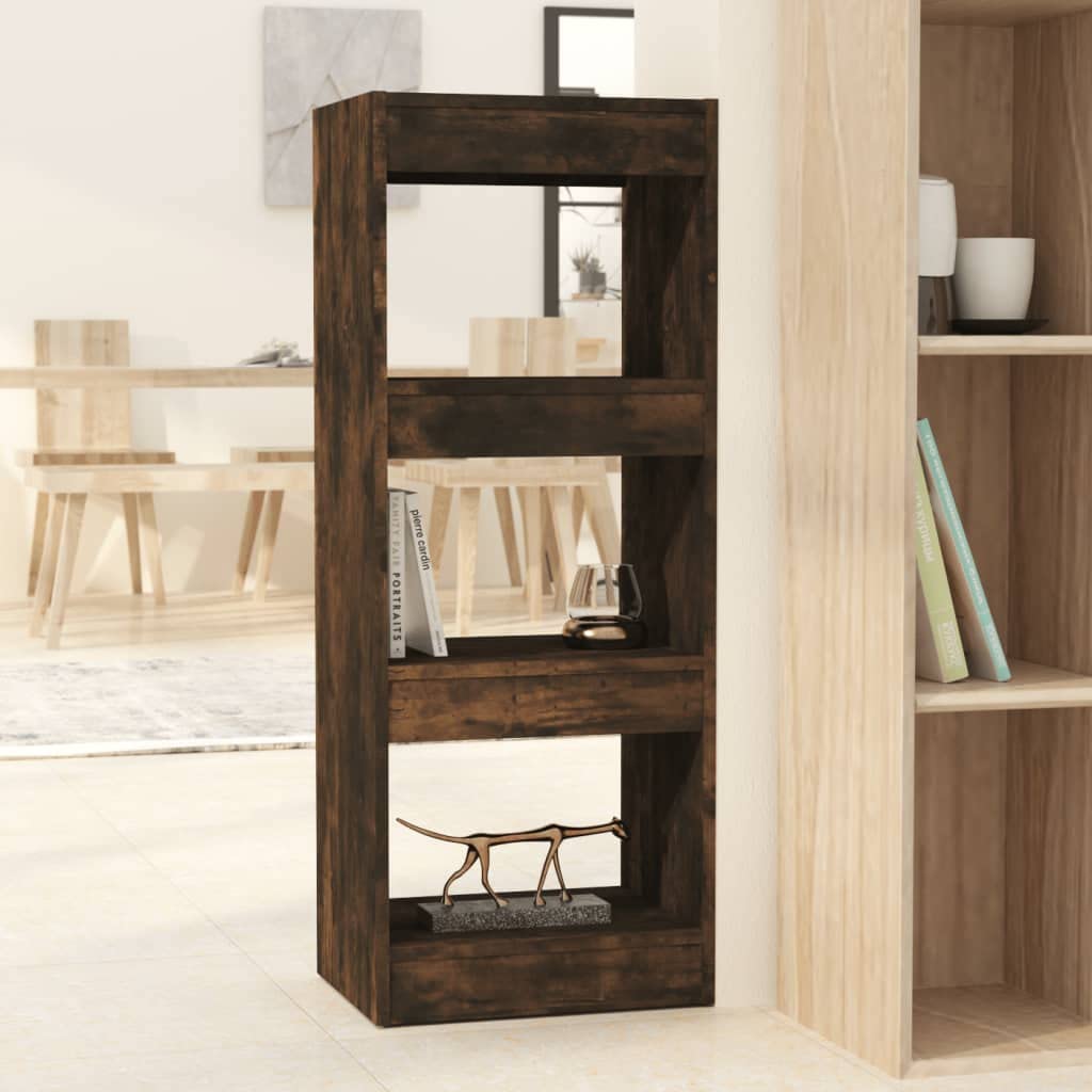 3-Tier Bookshelf Storage Shelf - Engineered Wood Bookcase, Industrial Room Divider & Display Rack - Open Standing Shelving Unit for Living Room, Bedroom, Office (Brown, 15.7
