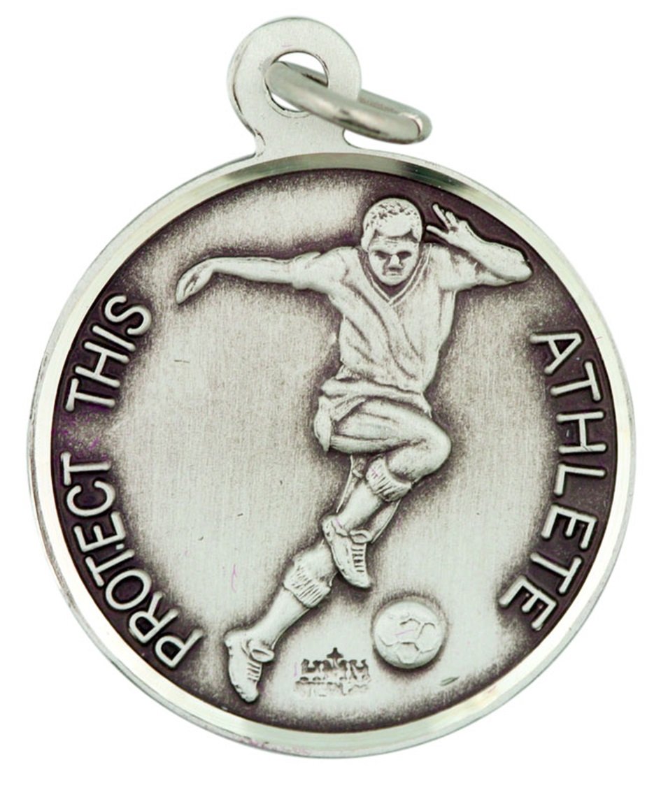 Sterling Silver Saint Sebastian Sports Athlete Medal Pendant - 15/16 Inch Religious Jewelry Gift for Men & Women - Perfect for Baptism, First Communion, Confirmation & Athletic Protection