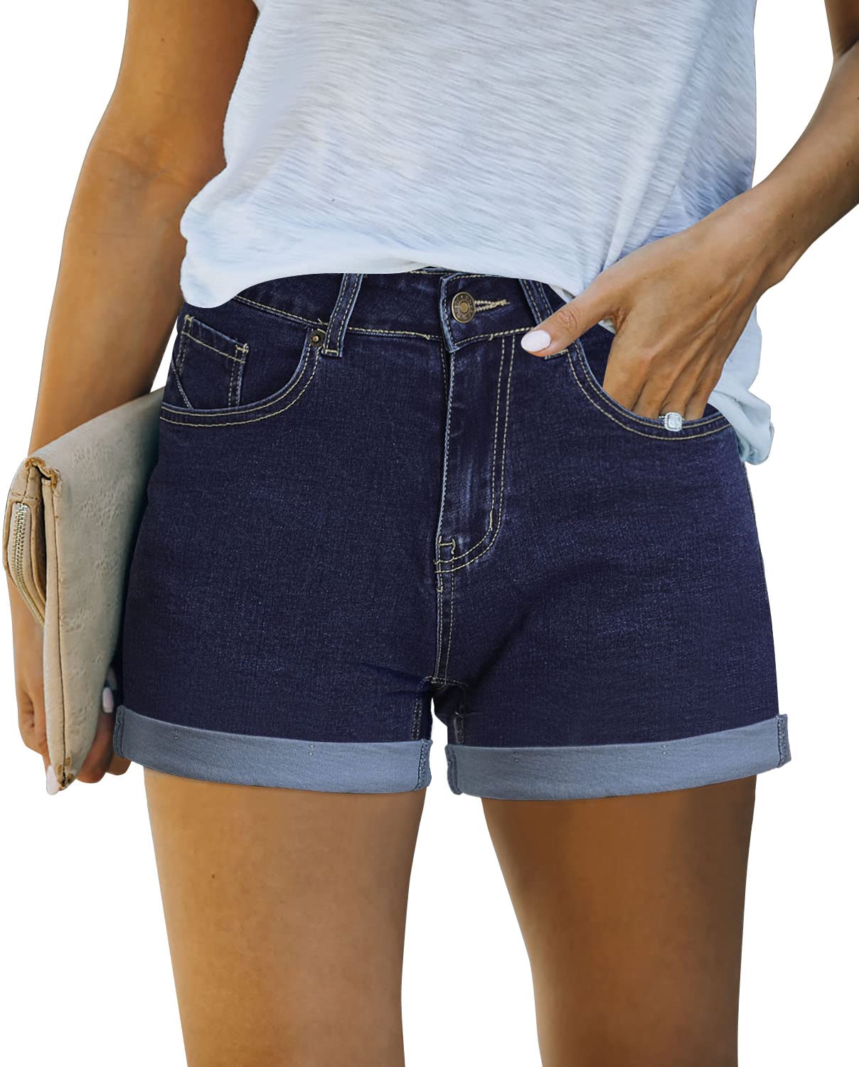 MODARANI Women's Distressed Ripped Denim Shorts - High Waisted Cut Off Jean Shorts for Summer | Perfect for Beach, Music Festivals & Casual Outfits