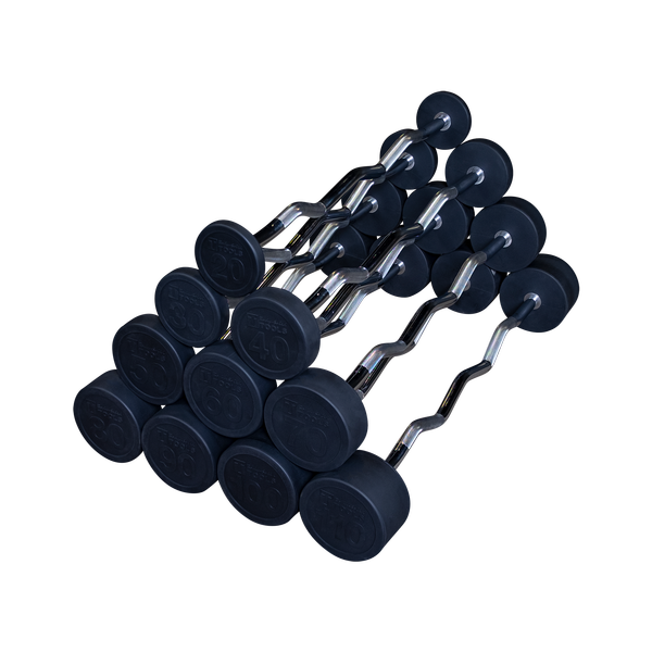 Body Solid SBZS650 Fixed EZ Curl Barbell Set - 20 to 110 lbs in 10 lb Increments | Perfect for Home Gym Strength Training & Weightlifting Workouts