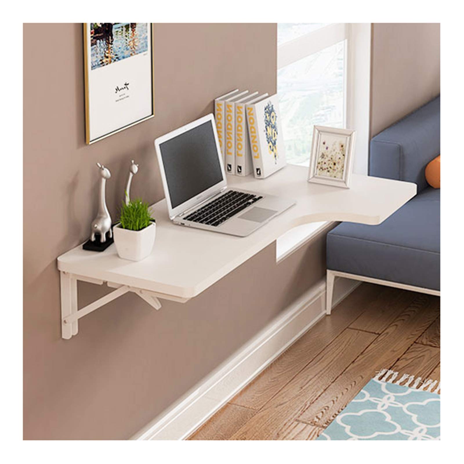 Wall Mount Floating Corner Desk - Foldable Multi-Function Computer Desk for Study, Home Office, Bedroom (60×40×25cm, White) | Space-Saving Solution for Small Apartments & Dorm Rooms