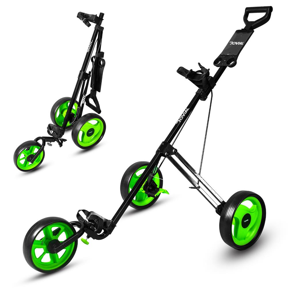 Premium 3 Wheel Golf Push Cart - Lightweight & Foldable Golf Trolley for Easy Transport | Perfect for Golf Courses, Driving Ranges & Outdoor Practice