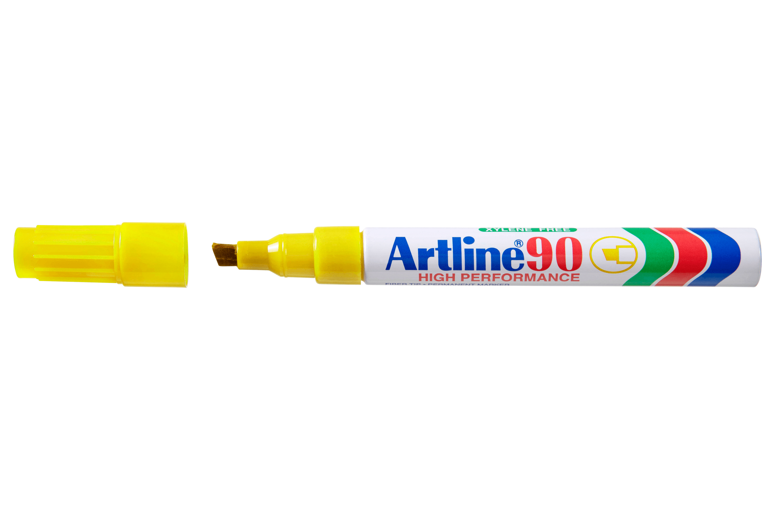 Artline 90 Permanent Marker 5mm Chisel Tip - Pack of 12 Yellow Markers for Office, School & Home Use - Ideal for Labeling, Crafting & DIY Projects