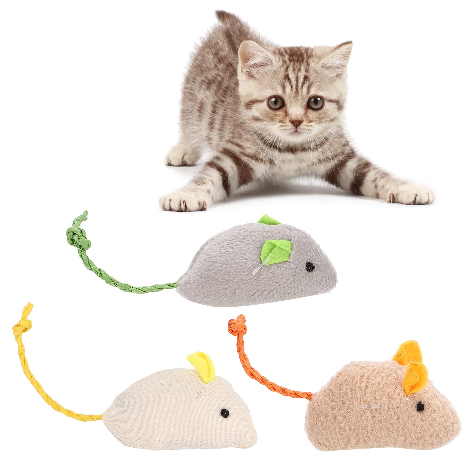 Tnfeeon 3Pcs Cat Toys Set - Realistic Plush Mice with Catnip, Chirping Sound & Chewable Design for Indoor Cats - Interactive Play & Exercise Toys for Kittens & Adult Cats (Perfect for Playtime, Training & Bonding)